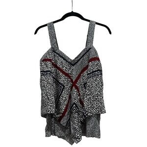 NEW $395 Derek Lam Black White Geometric Print Silk Tank Top Blouse Size 6